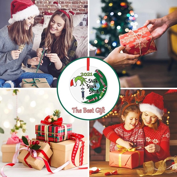 2 pcs Christmas 2021 ornament round decor - Picture 2 of 3